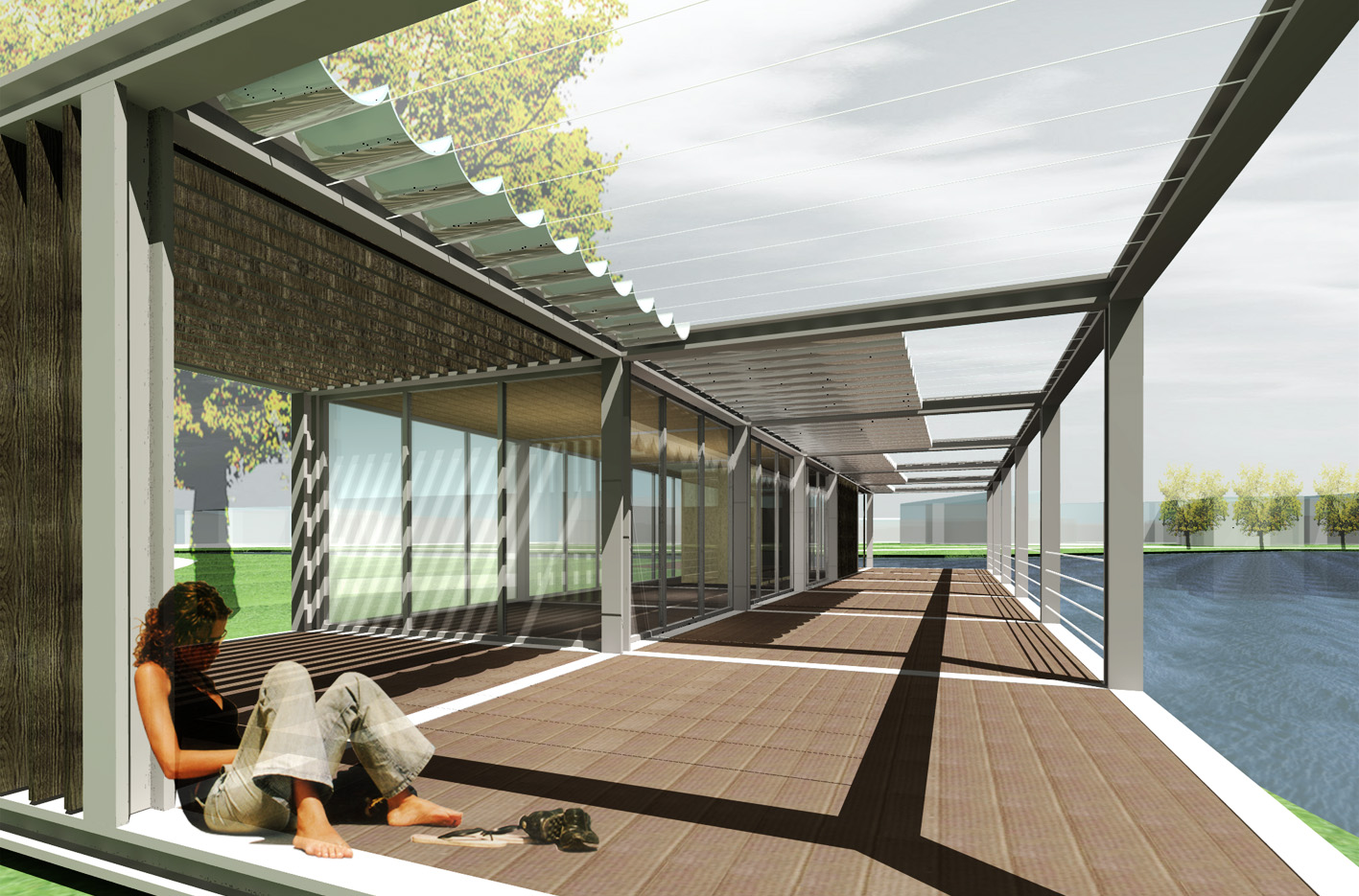 Theehuis Paviljoen 3D terras Schellingwouderbreek plas Amsterdam Noord