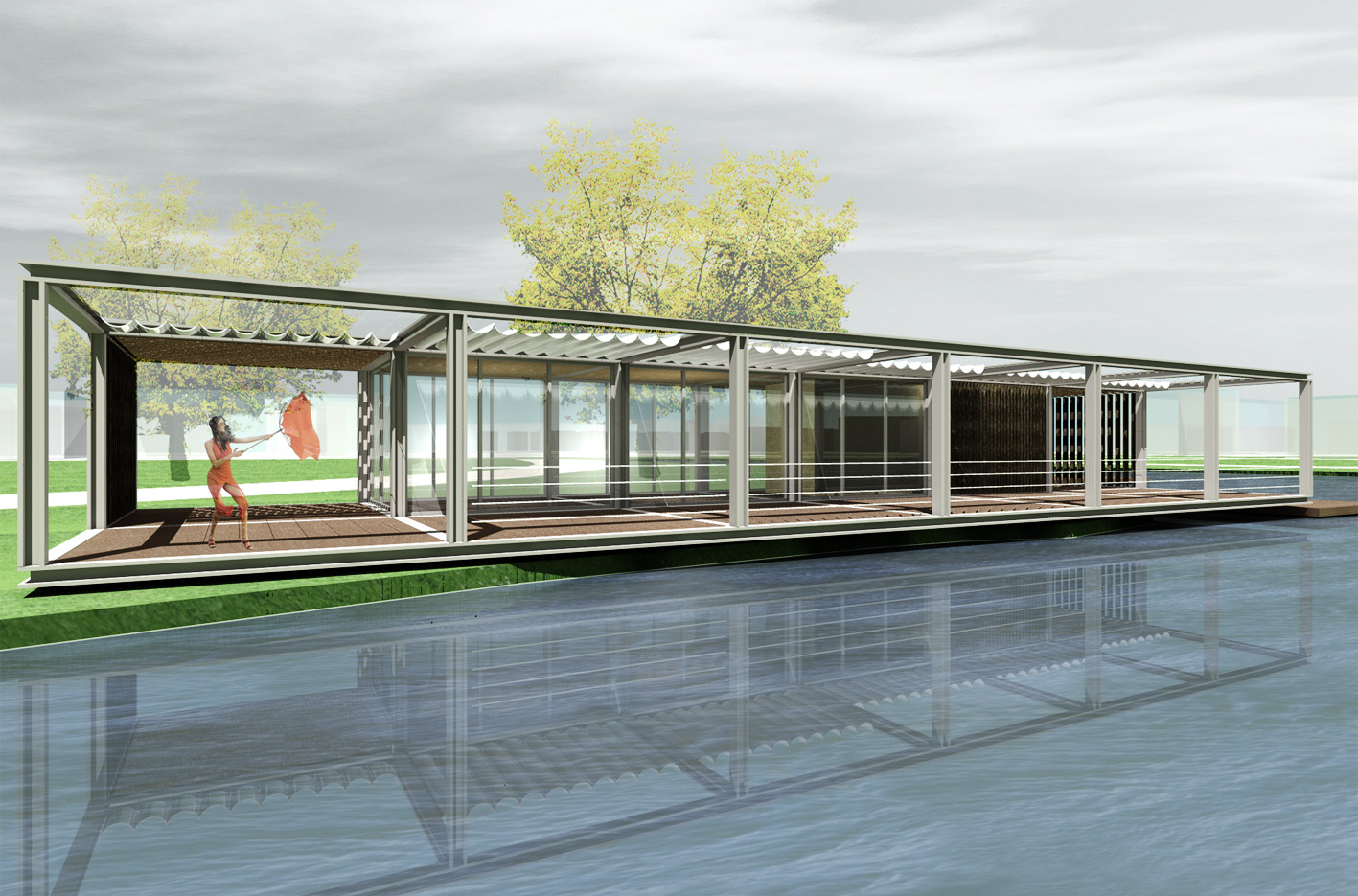 Theehuis Paviljoen 3D waterzijde Schellingwouderbreek plas Amsterdam Noord