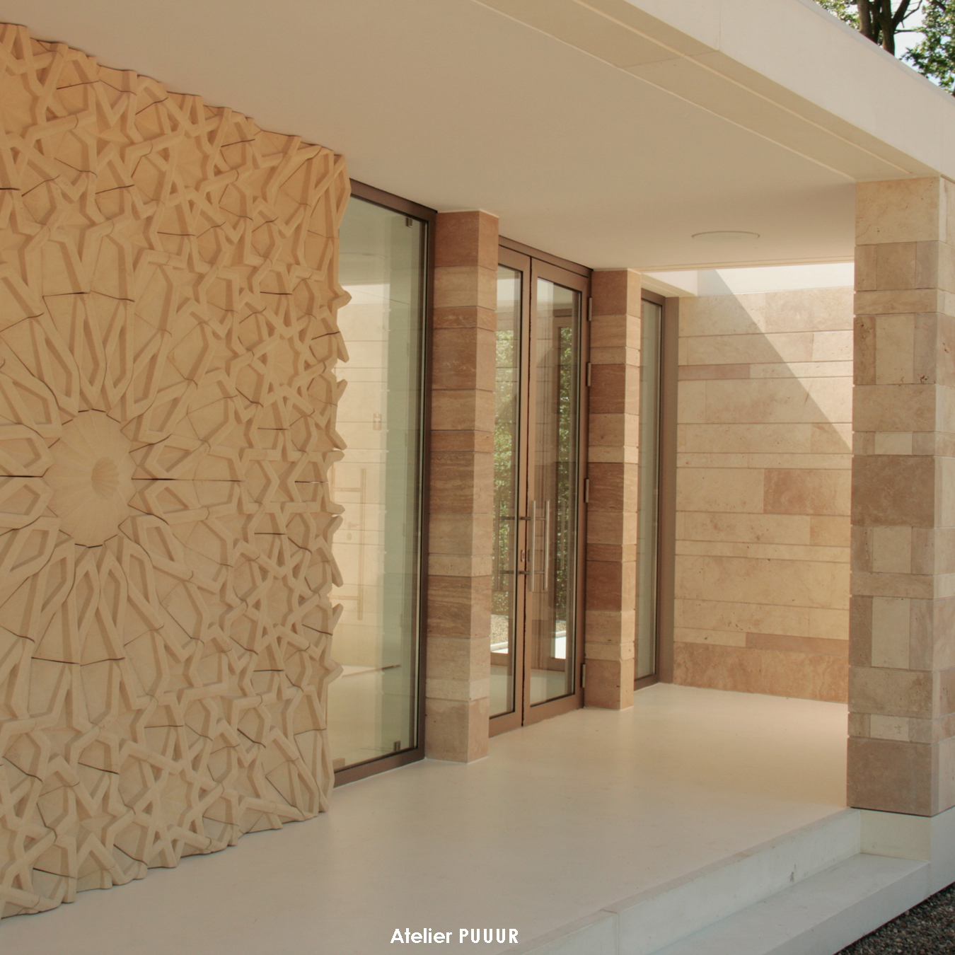 Islamic graveyard pavilion front facade entrance Atelier PUUUR