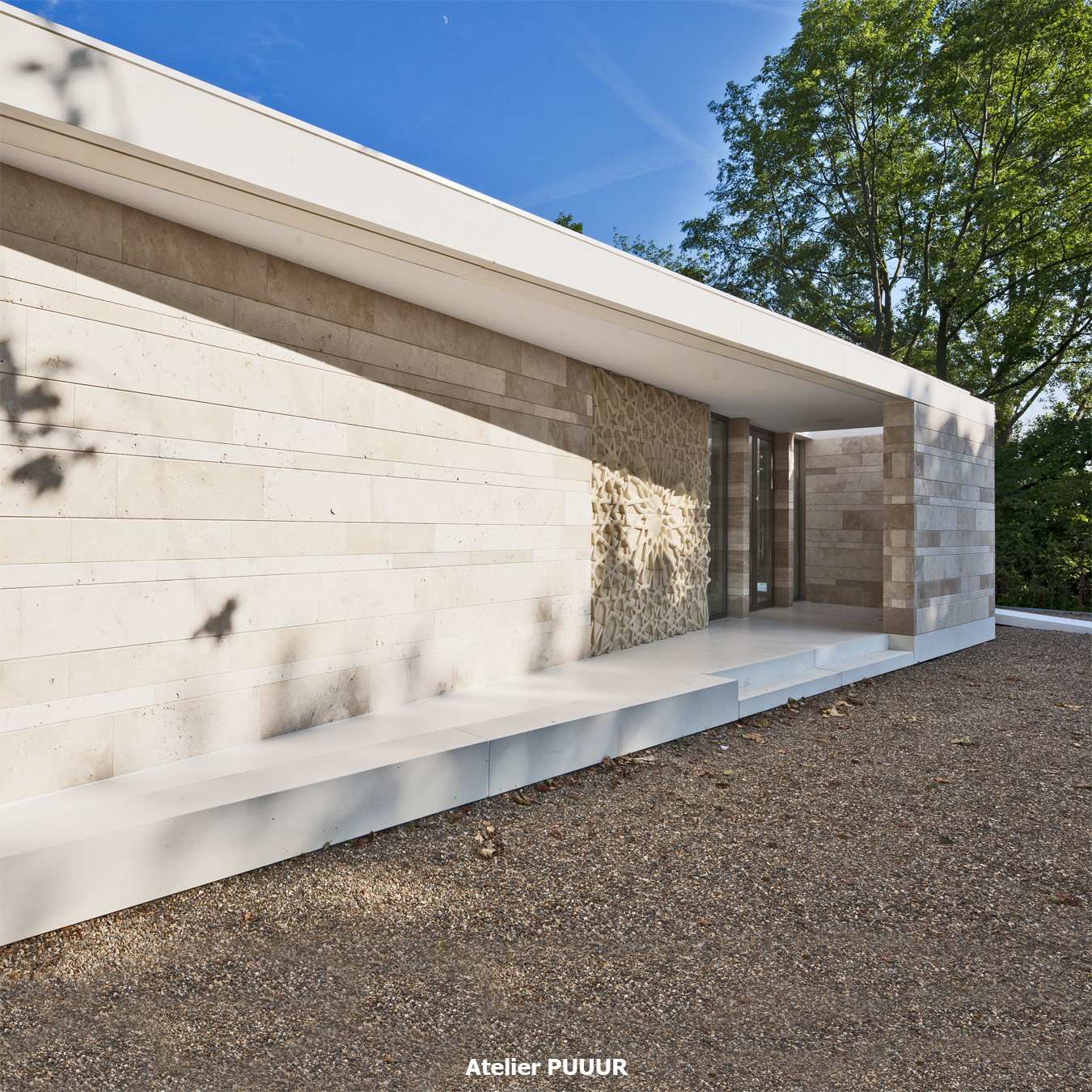 Islamic graveyard pavilion front facade shadow Atelier PUUUR